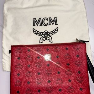 MCM Wristlet Red with original duster bag